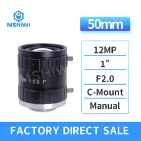 12MP C-mount 50mm Prime Lens 1" F2.0 Aperture ITS Camera FA Lens