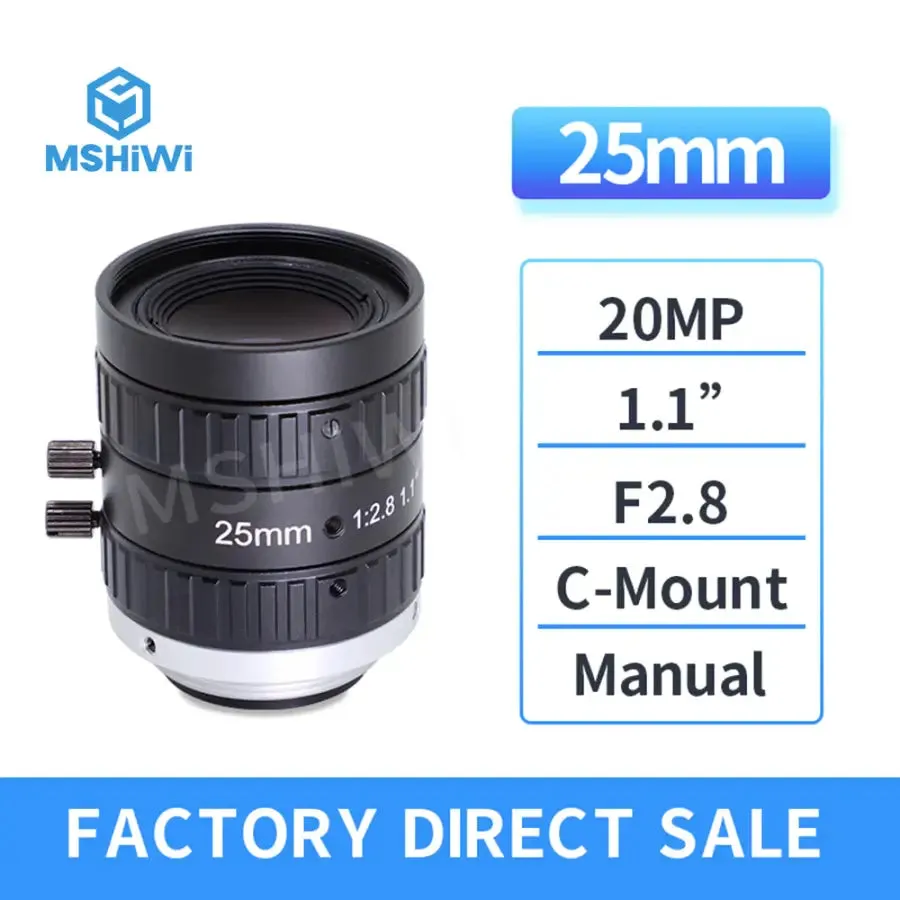 20MP 12mm-50mm Prime Lens C-mount F2.8 Aperture 1.1" Manual Iris Lenses