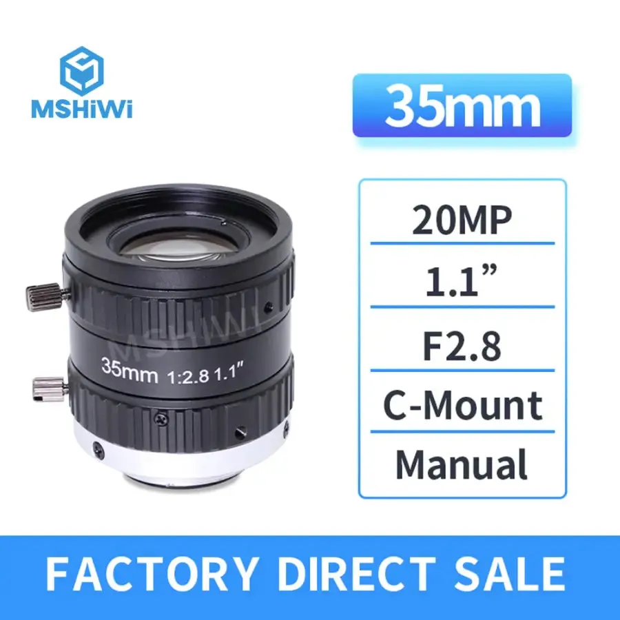 20MP C-mount 35mm Prime Lens 1.1" F2.8 Aperture ITS Camera Lens