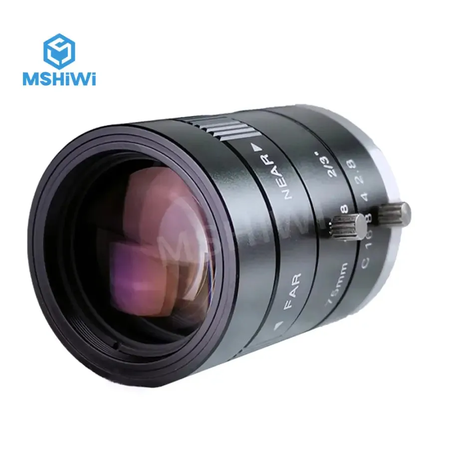 3MP 75mm Manual Iris C-mount F2.8 Aperture 2/3" Industrial FA Lens