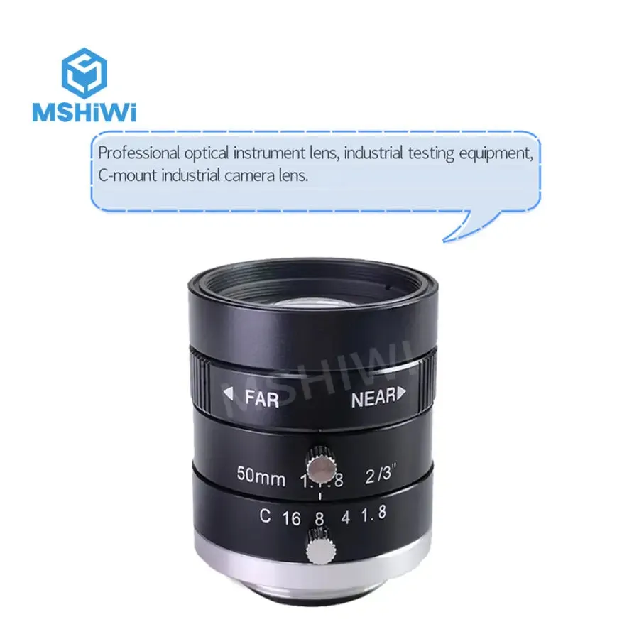 3MP C-mount 50mm Prime Lens 2/3" F1.8 Manual Iris Machine Vision Lens