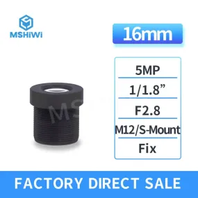 5.0MP 16mm M12/S-mount F2.8 Prime Lens 1/1.8" Machine Vision Lens