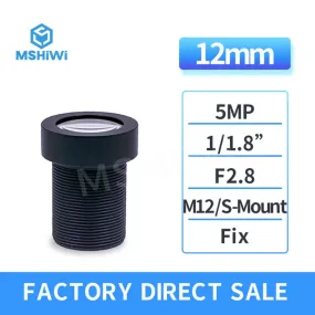 5.0MP F2.8 12mm Fixed Focus ITS Machine Vision Lens for 1/1.8" Sensor