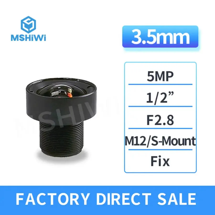 5.0MP M12/S-mount 3.5mm F2.8 Fixed Lens 1/2" For ITS Camera