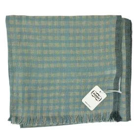 Agnona Scarf Seafoam Gray Check - Linen Silk Shawl