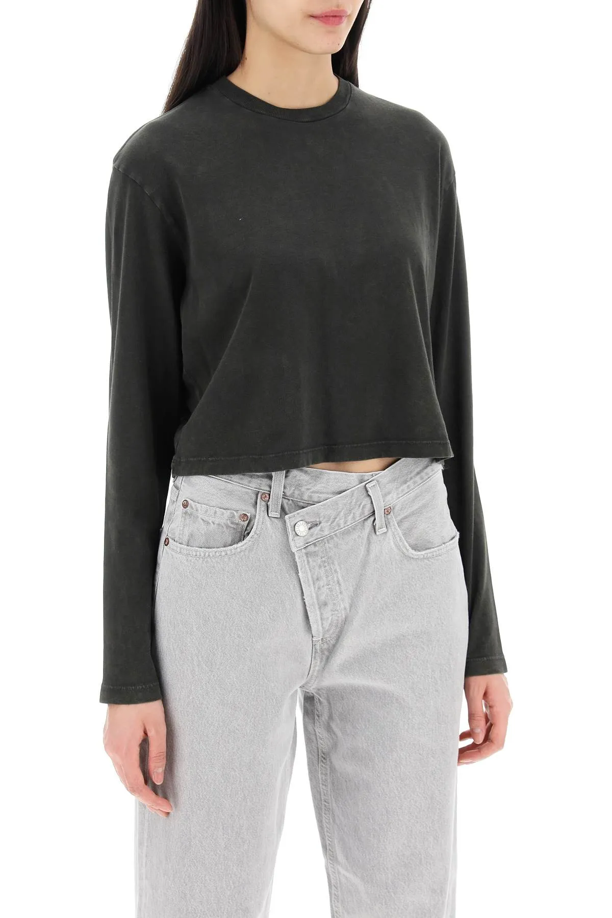 AGOLDE cropped long-sleeved mason t