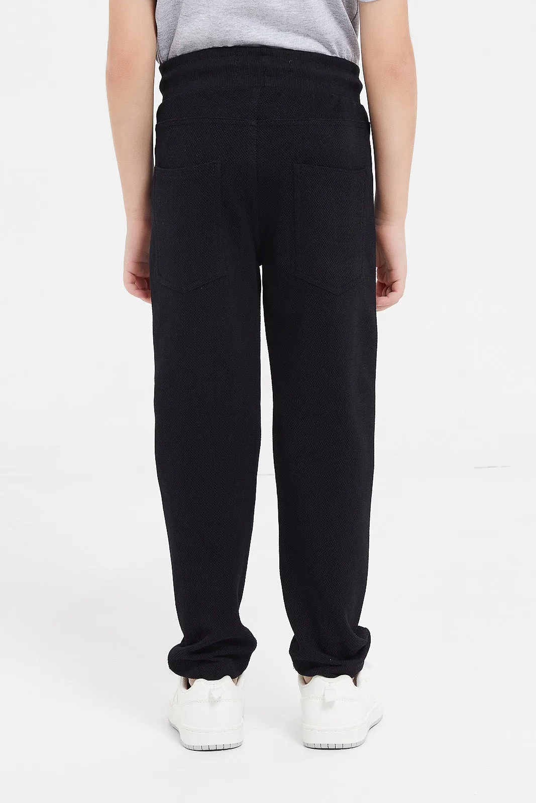 Boys Black Jacquard Joggers