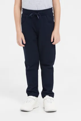 Boys Navy Jacquard Joggers