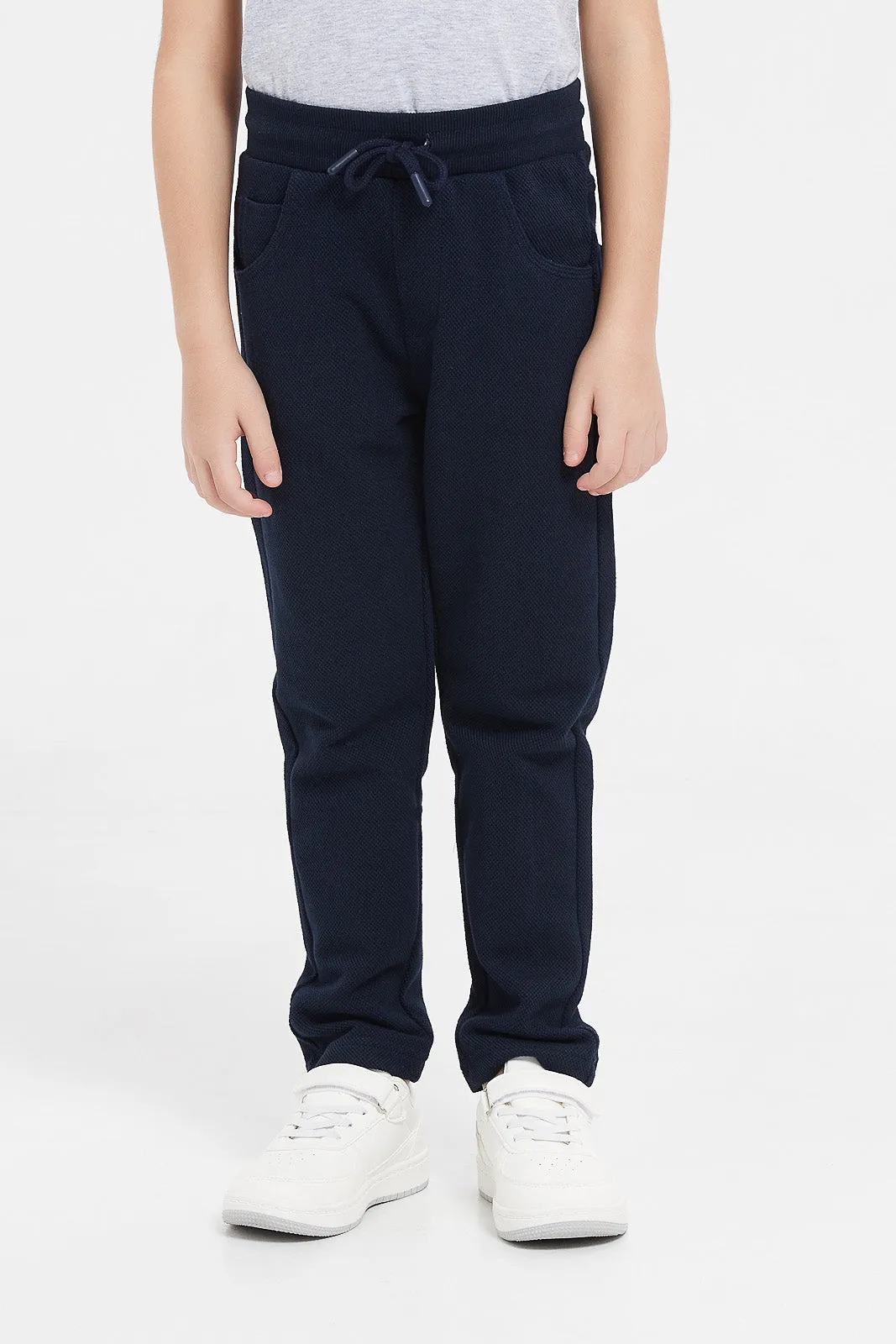 Boys Navy Jacquard Joggers