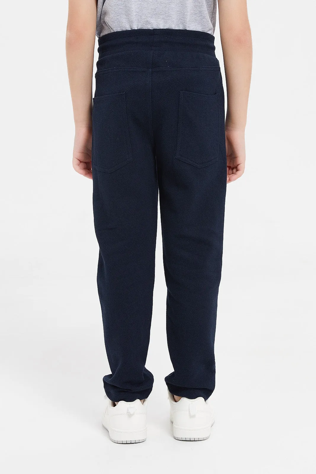 Boys Navy Jacquard Joggers