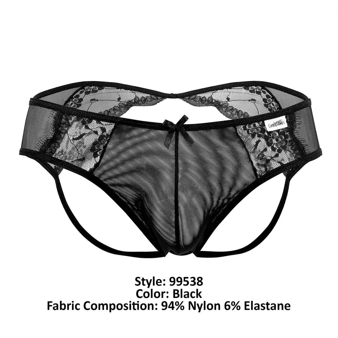 CandyMan 99538 Sexy Lace Jockstrap Black