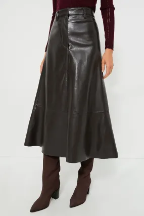 Chocolate Cassia Leather Skirt