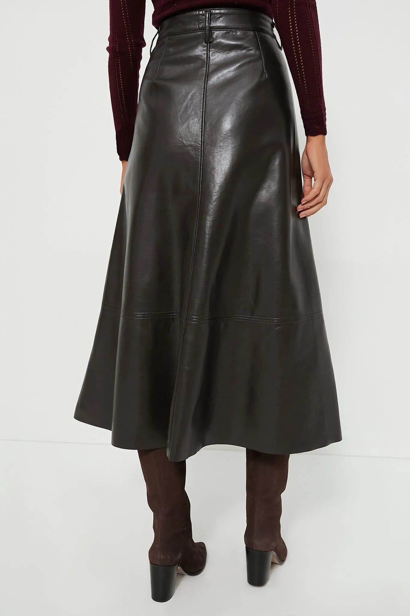 Chocolate Cassia Leather Skirt