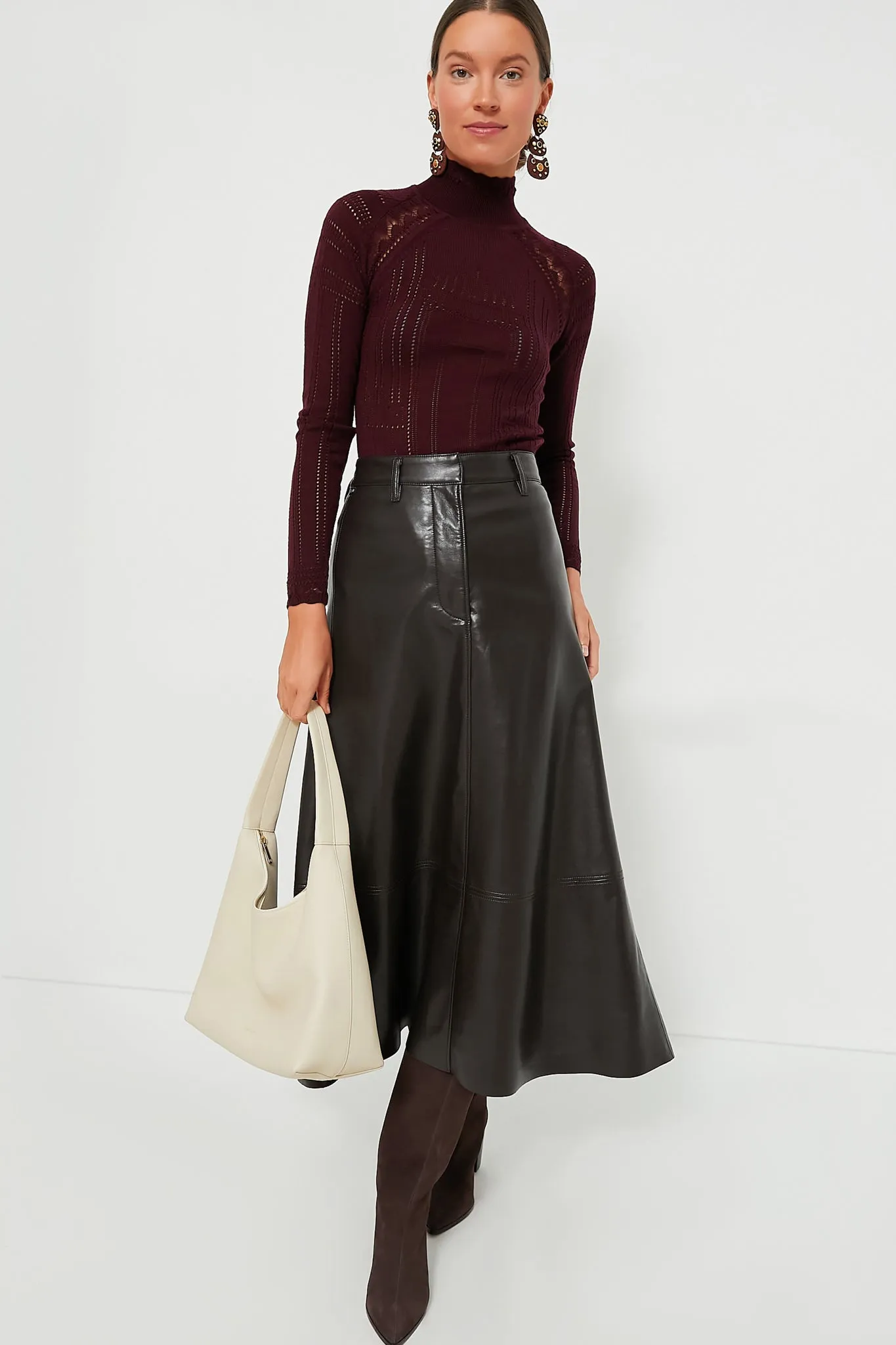 Chocolate Cassia Leather Skirt