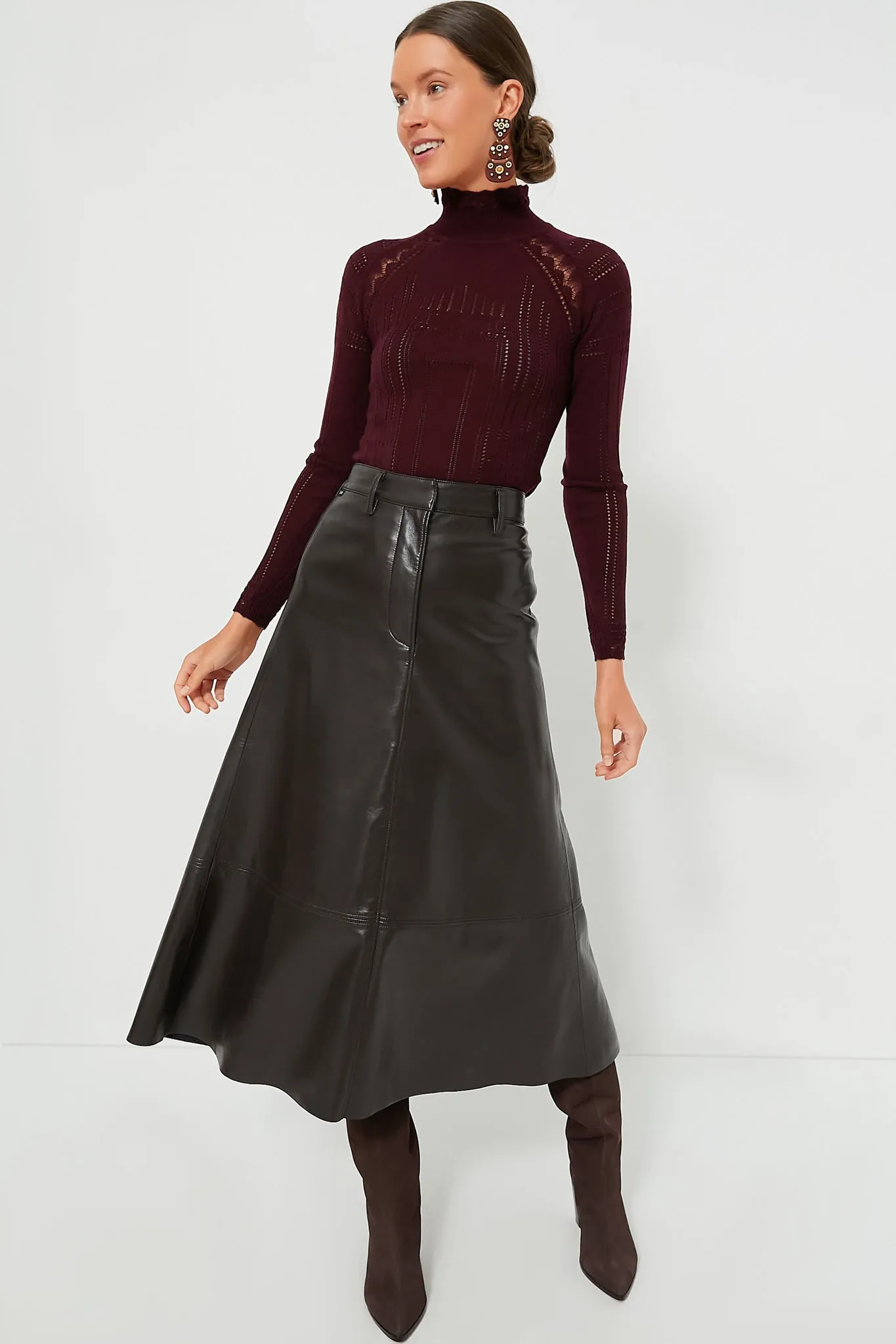 Chocolate Cassia Leather Skirt