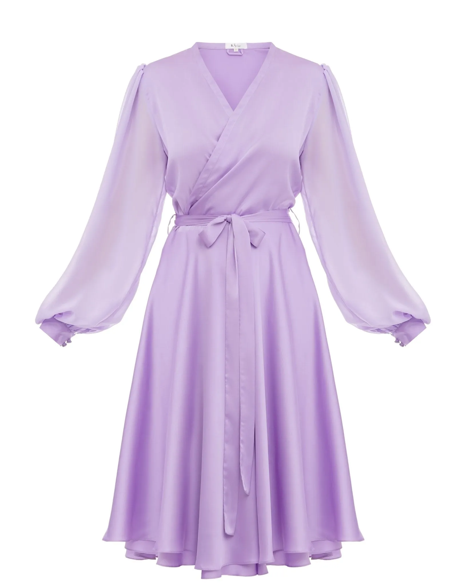 Classic Lilac Wrap Dress Long Sleeve