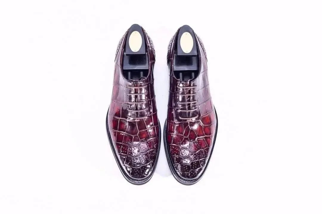 Crocodile Shoes Brouge Shoes ,Crocodile Leather Lace-Up Shoes