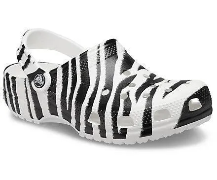 Crocs Unisex Classic Animal Print Clog - Zebra