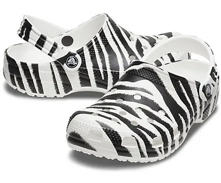 Crocs Unisex Classic Animal Print Clog - Zebra