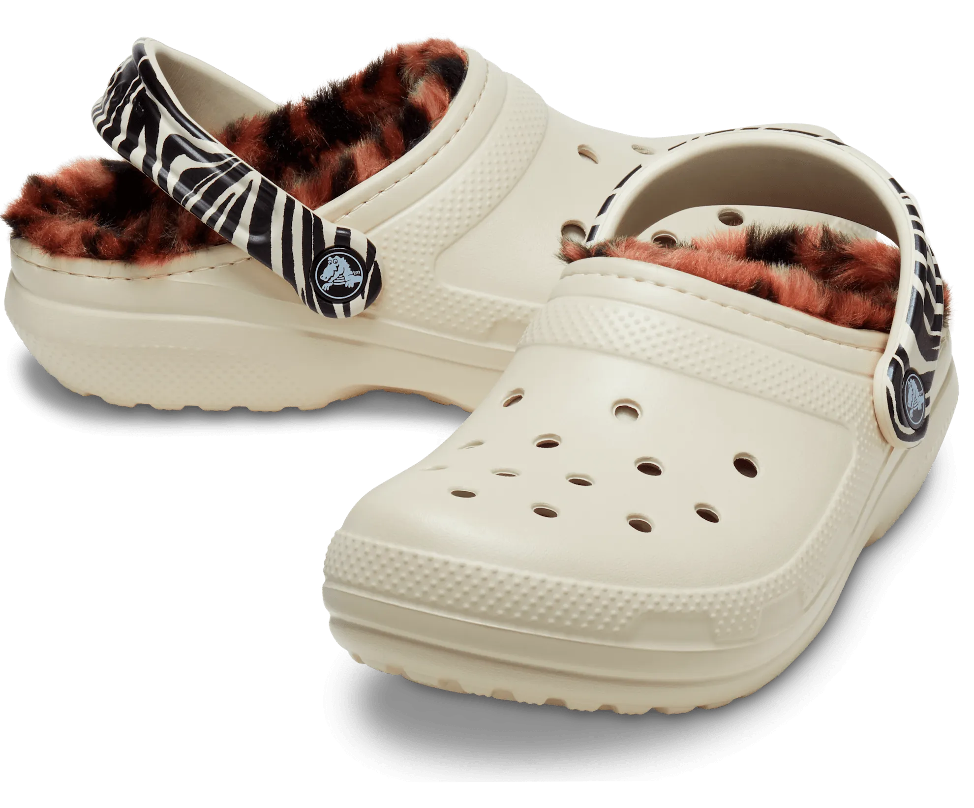 Crocs Unisex Classic Lined Animal Remix Clog - Bone