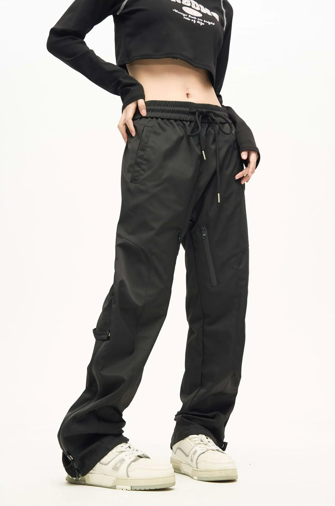 Double Leg Strap Side Zip Jogger