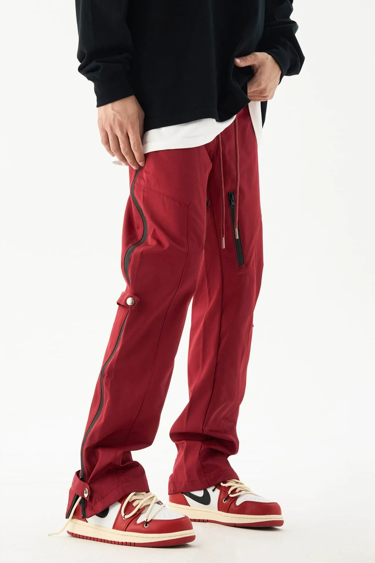 Double Leg Strap Side Zip Jogger