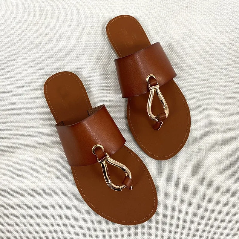 elveswallet Retro Thin Straps Open Toe Slippers