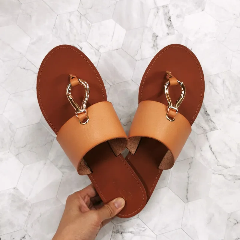 elveswallet Retro Thin Straps Open Toe Slippers