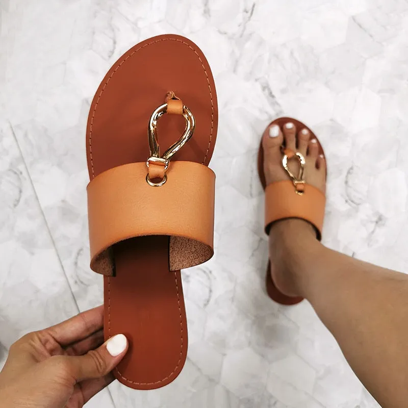 elveswallet Retro Thin Straps Open Toe Slippers