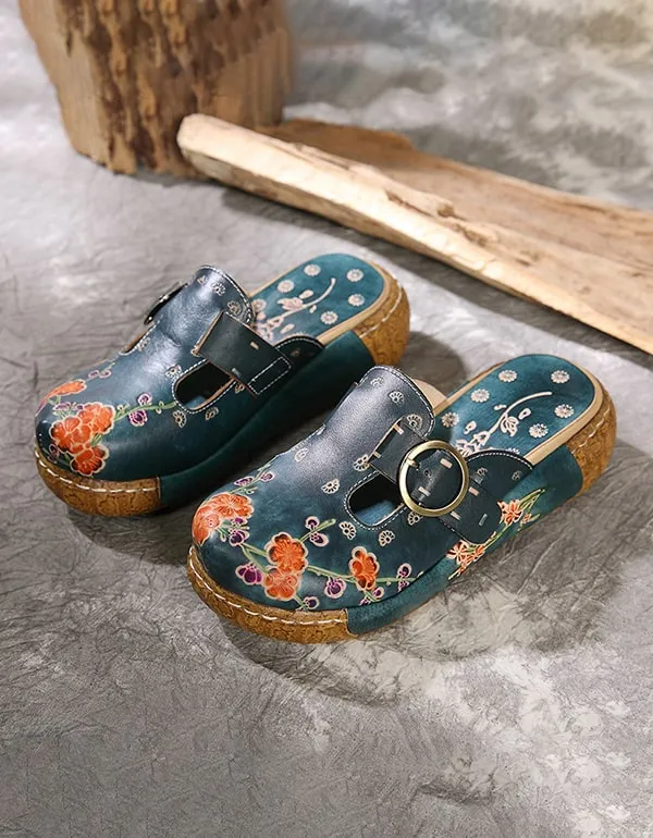 Ethnic Style Printed Flower Summer Slippers