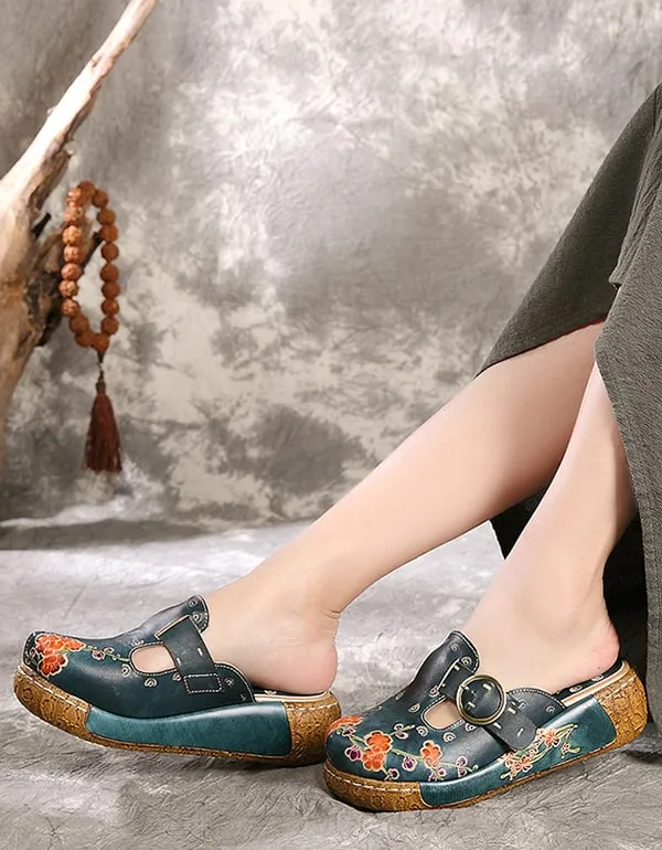 Ethnic Style Printed Flower Summer Slippers