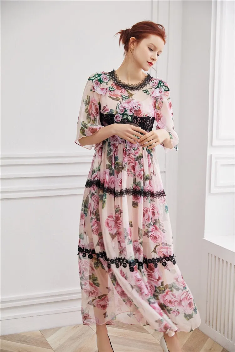 Floral Dress W/ 3D Flowers