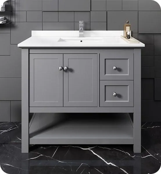 Fresca Manchester 42 Gray Traditional Bathroom Cabinet w/ Top & Sink | FCB2340GR-CWH-U