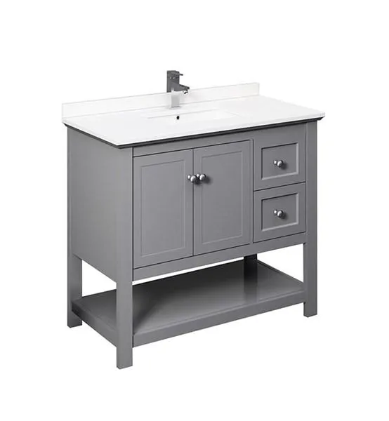 Fresca Manchester 42 Gray Traditional Bathroom Cabinet w/ Top & Sink | FCB2340GR-CWH-U