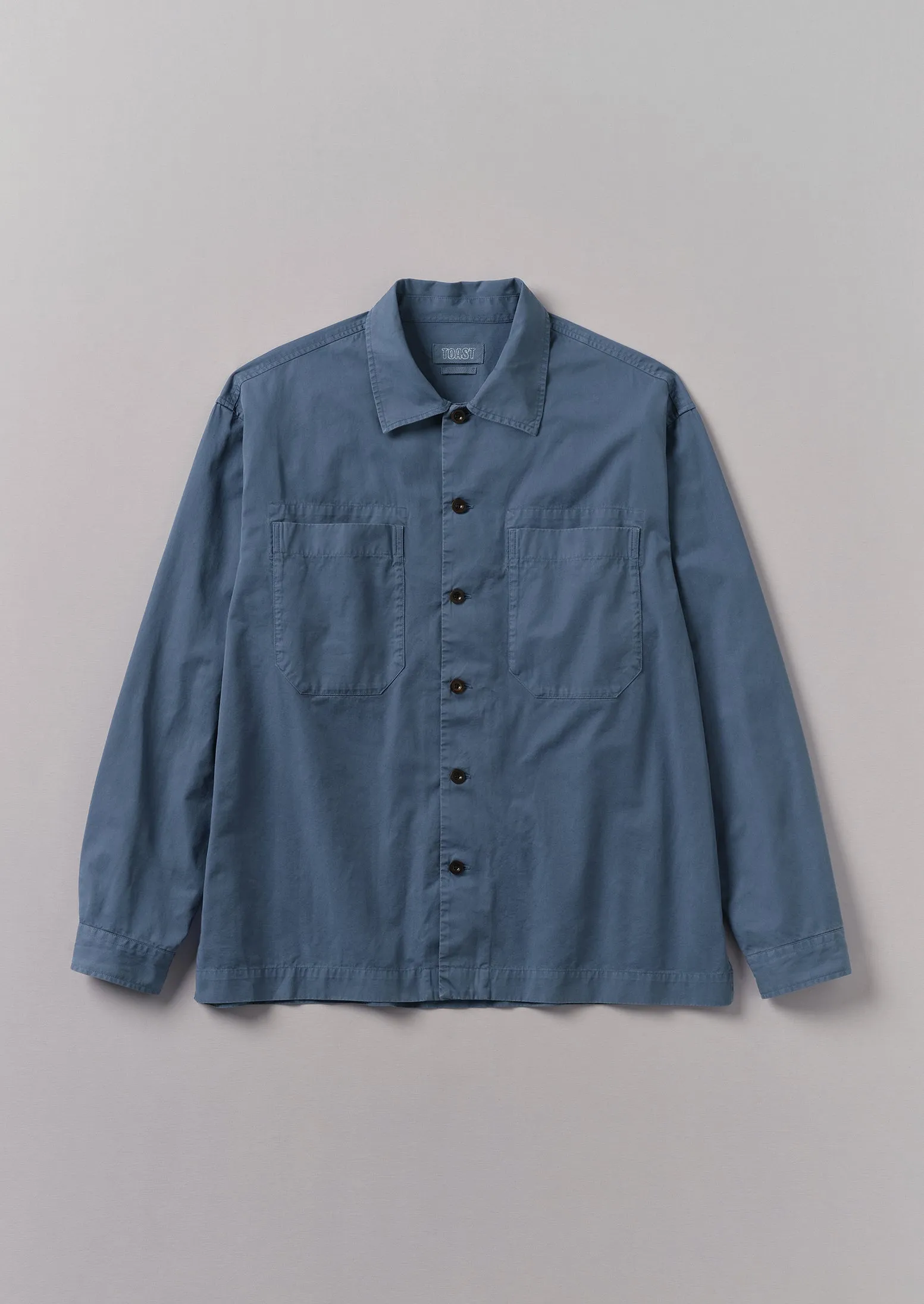 Garment Dyed Cotton Twill Shirt | Slate Blue