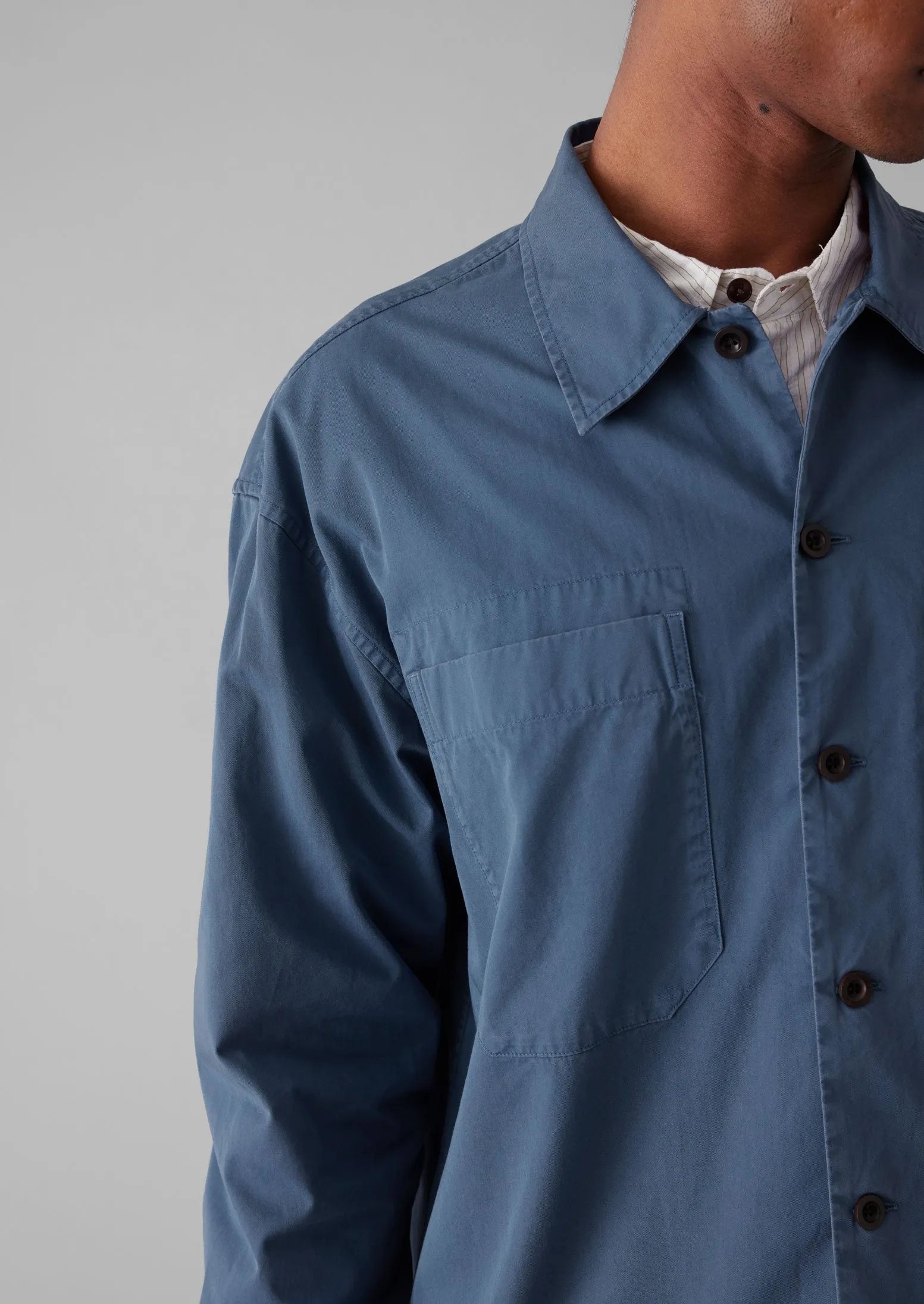 Garment Dyed Cotton Twill Shirt | Slate Blue