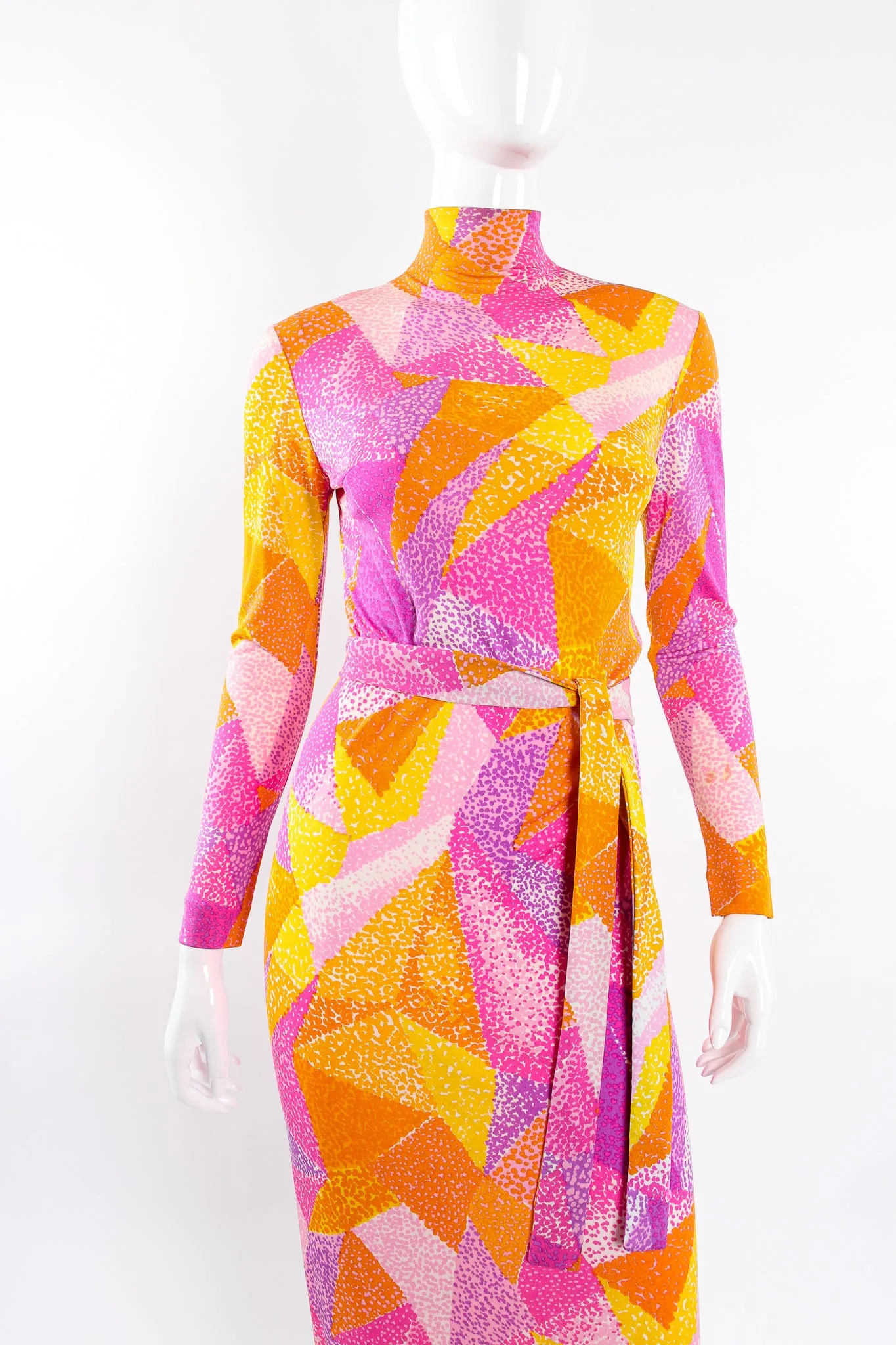 Geometric Silk Jersey Dress & Overskirt