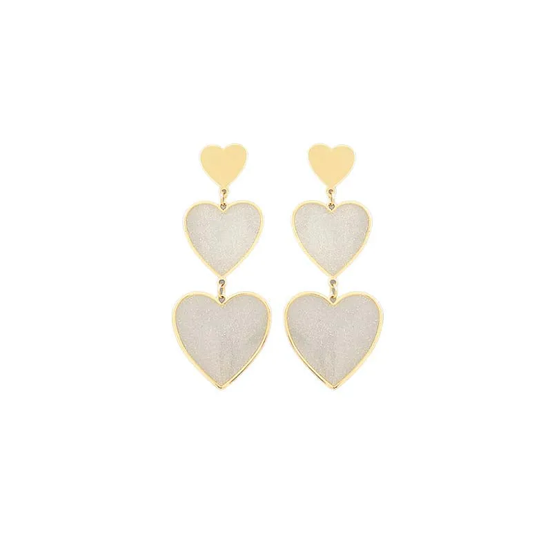 Gold Rim Colored Heart Earrings