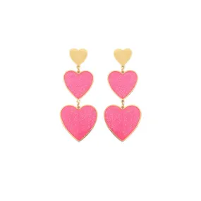 Gold Rim Colored Heart Earrings