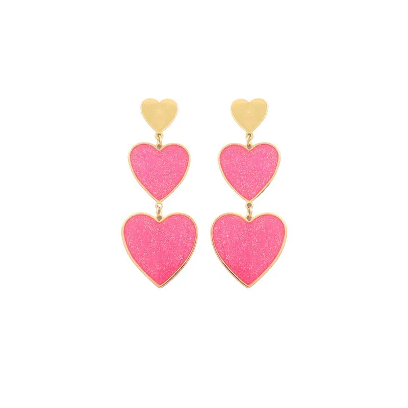 Gold Rim Colored Heart Earrings