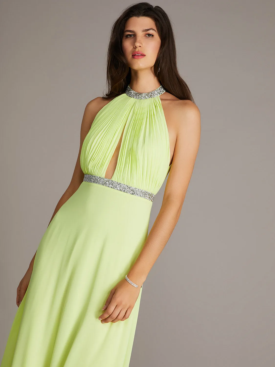 Halter Top Chiffon Gown