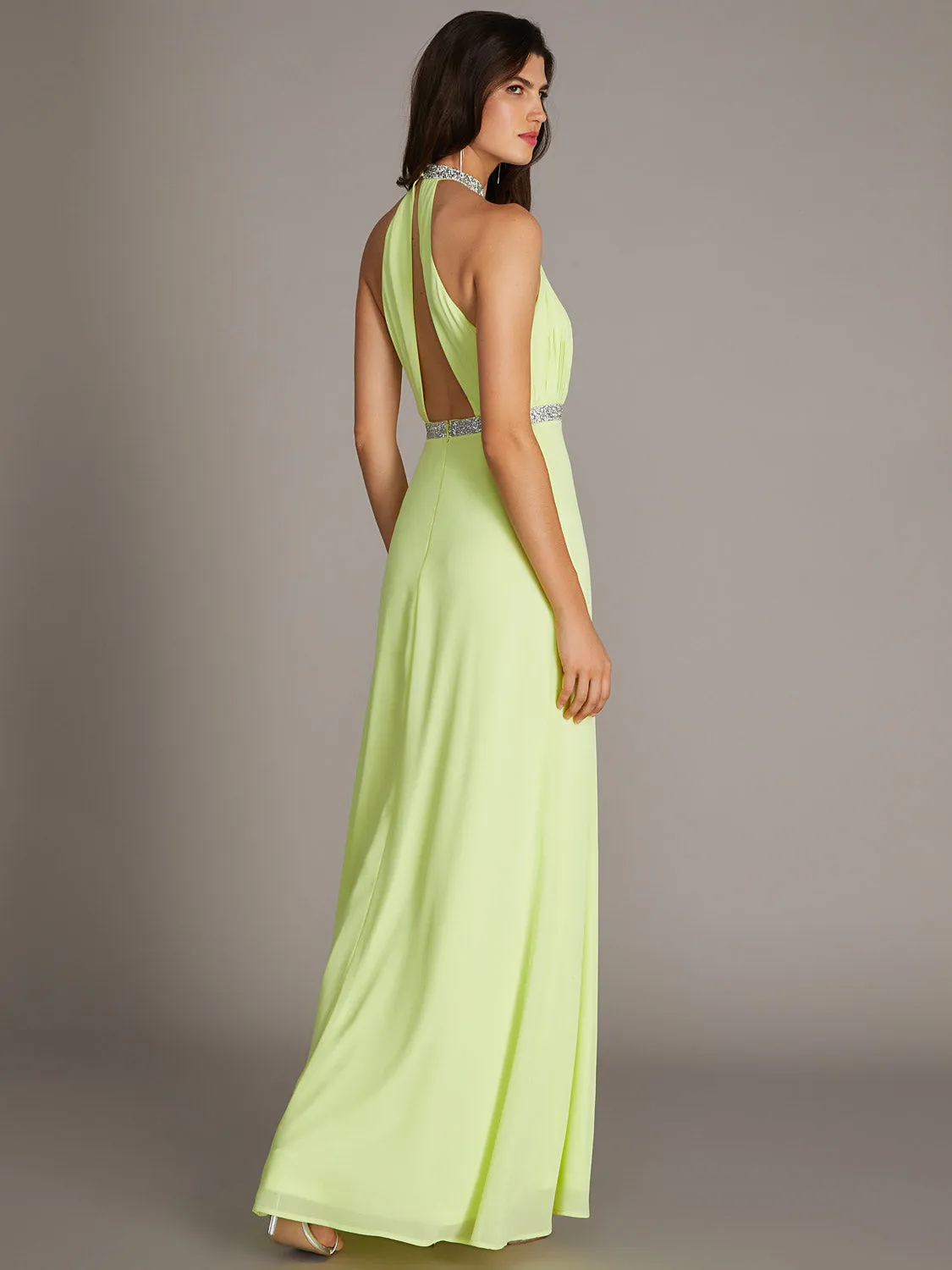 Halter Top Chiffon Gown