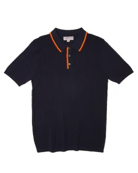 Jacquard Color Stripe Collar Polo Shirt