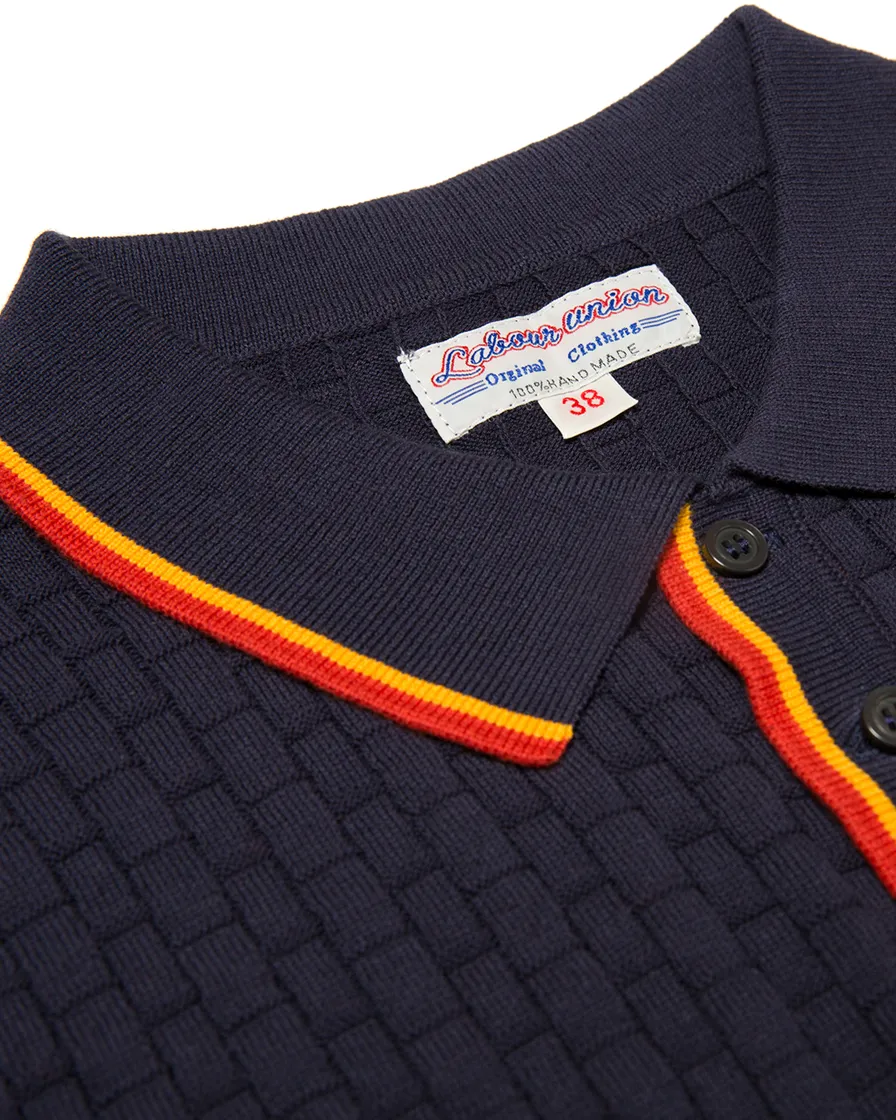 Jacquard Color Stripe Collar Polo Shirt