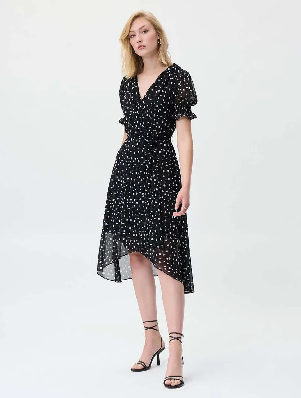 J.R 231200 Puff Sleeve Polka Dot Dress