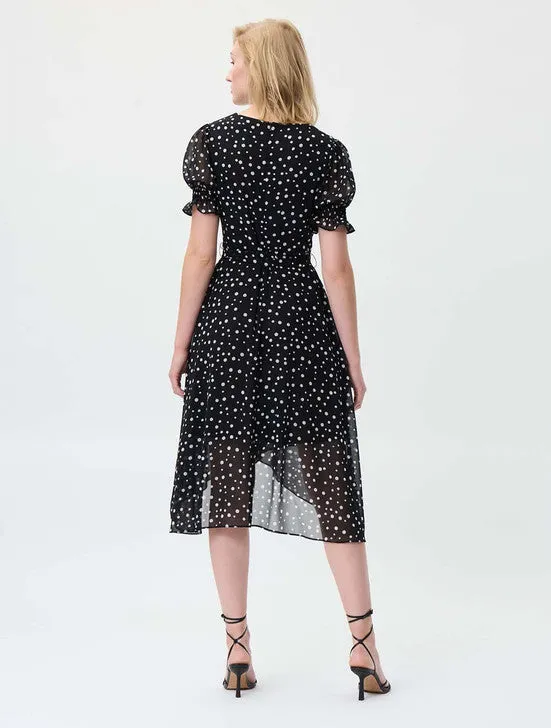 J.R 231200 Puff Sleeve Polka Dot Dress