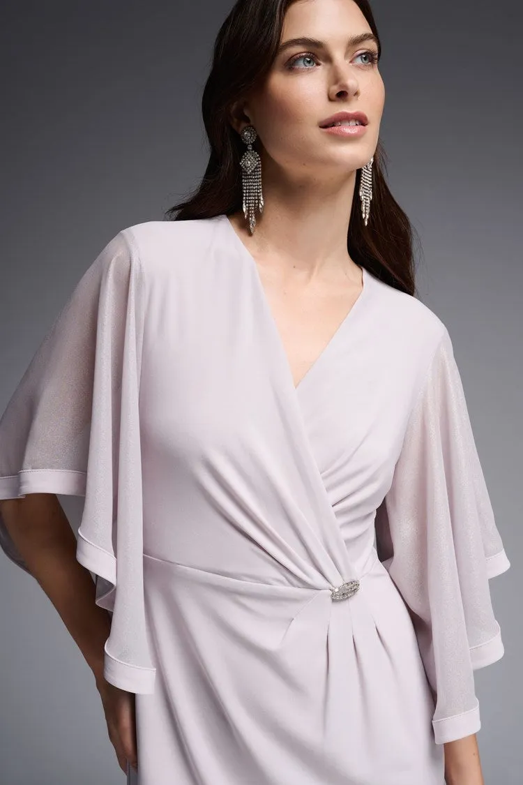 J.R 231747 Foiled Chiffon Wrap Dress