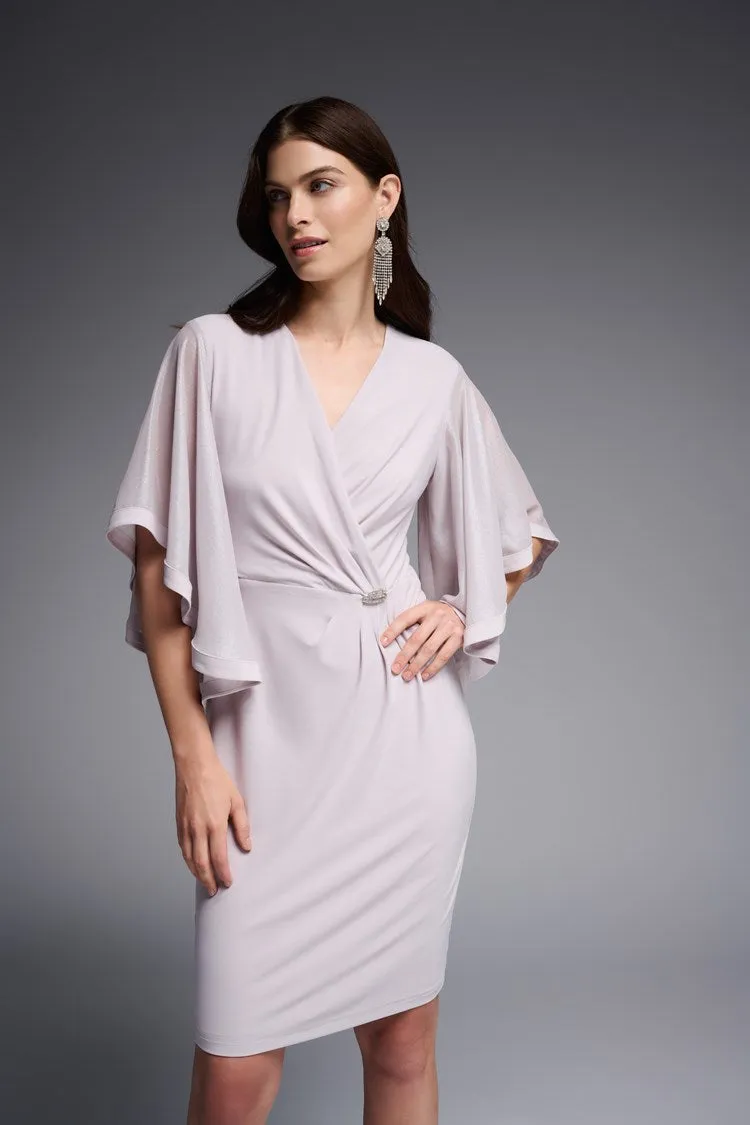 J.R 231747 Foiled Chiffon Wrap Dress