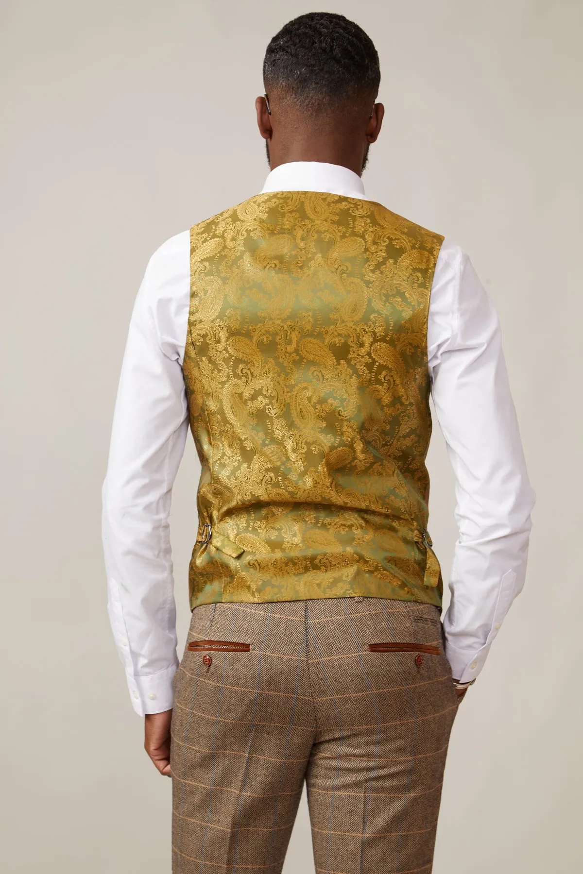 KELVIN - Tan Double Breasted Waistcoat