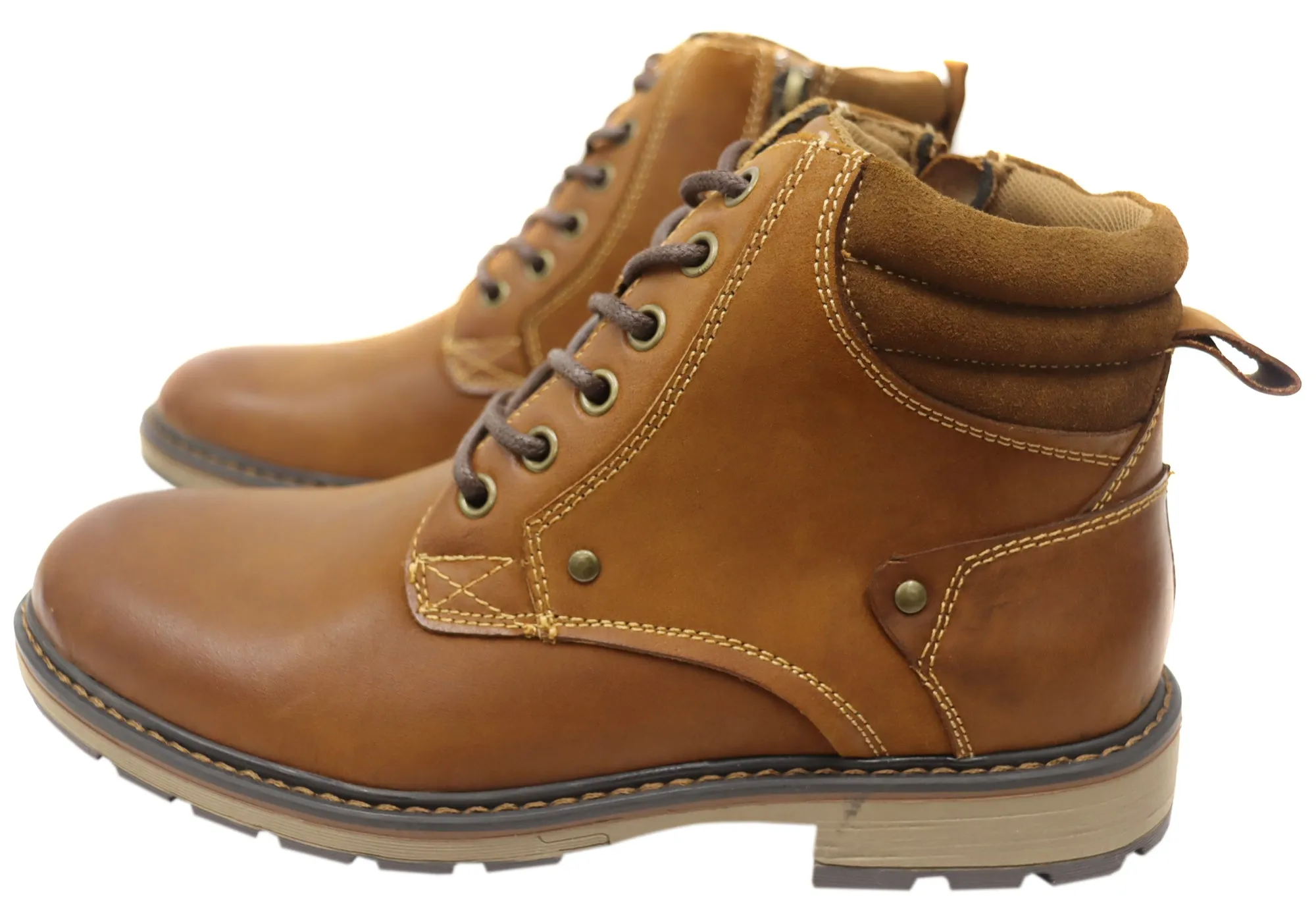 Natural Comfort Lukas Mens Leather Comfortable Lace Up Boots